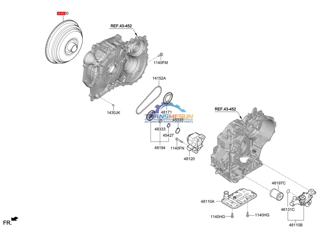 Konverter torsi transmisi CVT C0GF1 451002H000 untuk 2019-2023 HYUNDAI KIA IX25 K3 1.5T 2WD G4FL