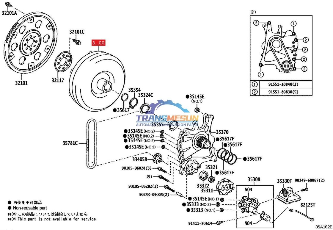 UA80E UA80F 8-speed otomatis transmisi sistem torsi konverter 3200048060 untuk Toyota Lexus 3.5L